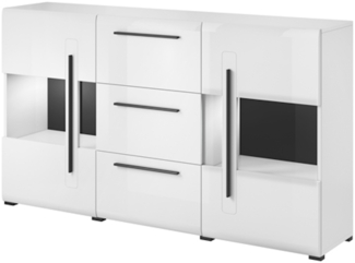 Sideboard "Tulsa" Kommode 180cm MDF weiß Hochglanz 2-türig