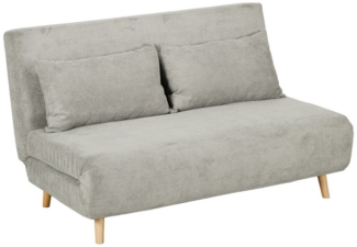 MC Star Schlafsofa Klappbett mit Bettfunktion, Rückenkissen, Polstersofa, mit Verstellbarer Rückenlehne, Samtoptik, 141 x 90 x 81 cm, Grau