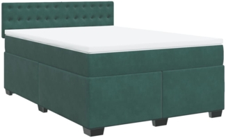 vidaXL Boxspringbett mit Matratze Dunkelgrün 140x200 cm Samt 3286345