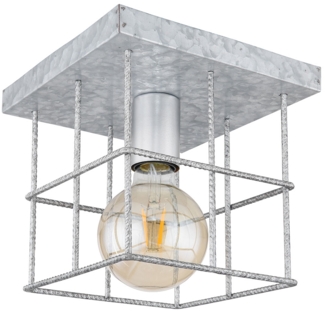 Deckenleuchte, quadratisch, Käfig, Betonstahl-Gitter, L 20 cm