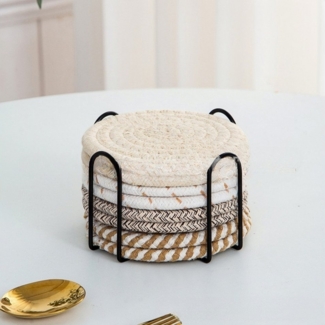 BlingBin Getränkeuntersetzer 8 Stk Untersetzer Getränke, Glasuntersetzer Rund für Gläser mit Halter, Zubehör für Getränke Tassen Glas Coasters, 1er Set, 8-tlg, rutschfest Tassenuntersetzer Abwaschbar Verschleißfest Tasse Matten