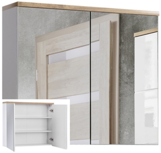 Spiegelschrank 80 cm SOLNA-56, weiß mit Wotaneiche, B x H x T ca. 80 x 70 x 20cm