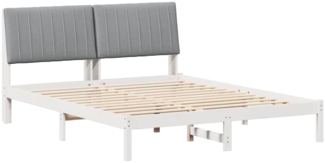 vidaXL Bettrahmen mit Kopfteil Weiß 150 x 200 cm Massives Kiefernholz 3394417