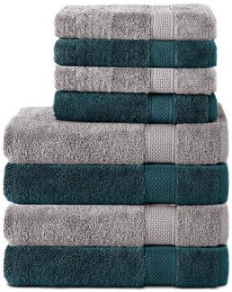 Komfortec Handtuch Set 100% Baumwolle, 4 Badetücher 70x140 und 4 Handtücher 50x100 cm, Frottee (Packung, 8-St), Badehandtuch & XXL Saunatuch, Weich, Towel, Groß