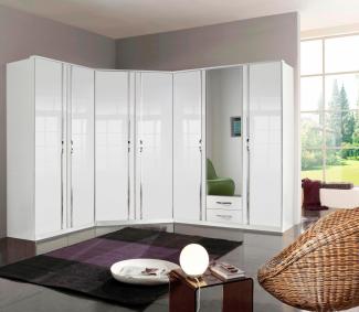 Kleiderschrank TRIO Schrank in weiß Hochglanz Chrom 135 cm mit Spiegel