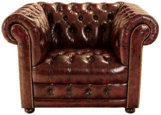 Einsitzer-Sofa Chesterfield Manchester aus echtem Rindsleder New Red