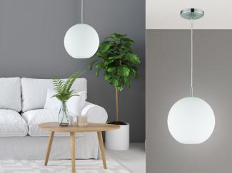 Reality Leuchten LED Pendelleuchte, Dimmfunktion, LED wechselbar, Warmweiß, kleine Bauhaus Lampe über-n Esstisch & Bett Lampenschirm-e Glas, Ø25cm