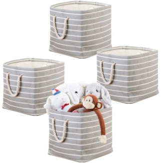 Aufbewahrungsbox 4er-Set mDesign Stoffkisten mit Griffe grau/creme Baumwolle