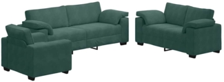vidaXL 3-tlg. Sofagarnitur mit Kissen Dunkelgrün Samt 3324669