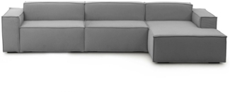 Dmora Sofa mit Halbinsel Asvaldo, modulares 4-Sitzer-Sofa mit rechter Halbinsel, Stoffsofa, 100 % Made in Italy, 340 x 170 x 70 cm, Grau