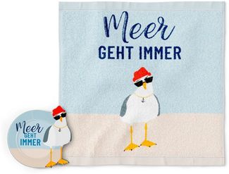 Magisches Handtuch 30x30 la vida Geschenk für Dich :-) Auswahl Meerfreunde Möwe 378851