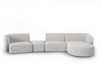 Micadoni Modulares Sofa Shane 5-Sitzer Rechts Chenille Silber Melange