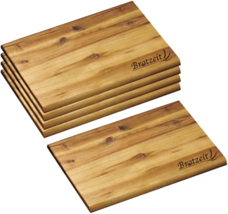 5 Stück Schneidebrett "Brotzeit", Akazienholz - 32x21 cm