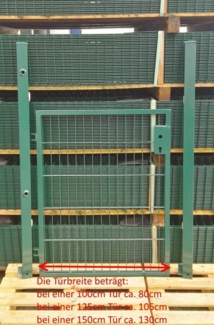 Gartentor / Zauntür Basic für Stabmattenzaun Moosgrün Breite (inkl. Pfosten) 125cm x Höhe 120cm 6 / 5 / 6 mm