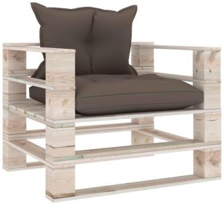 Garten-Palettensofa mit Taupe Kissen Kiefernholz