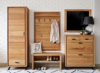 Garderoben Set Bern L Wildeiche Massivholz geölt 5-teilig