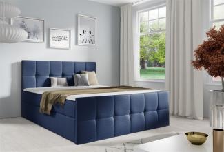 Boxspringbett Schlafzimmerbett CARMEN LUX 120x200 cm Stoff Fancy Blau