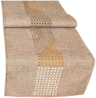 matches21 HOME & HOBBY Tischdecke Tischläufer Durchbrochene Ornamente hellbraun 40x140 cm (1-tlg)