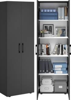 Bellamio 'Apol' Mehrzweckschrank, anthrazitschwarz, 176x33x60 cm, Aktenschrank mit 5 höhenverstellbaren Ablagefächern