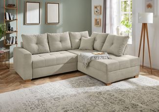 Jockenhöfer Gruppe Ecksofa Heidelberg L-Form, B: 228 cm, mit Bettfunktion, Bettkasten & Zierkissen