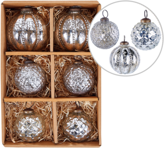 Weihnachtskugel 6er Set ARGENTIN Glas Silber