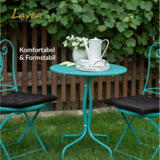 Lavea Stuhlkissen MONACO - weich gepolsterten Sitzkissen Set (4er & 8er), 40x40x3 cm, mit Stoffbändern, Indoor & Outdoor, für Garten & Balkon