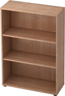 bümö Regal Nussbaum, Standregal aus Holz für 3 Ordnerhöhen - Bücherregal klein 80 cm breit, Aktenregal für Ordner & Bücher, kleines Büroregal, Holzregal, Ordnerregal, Buchregal Dachschräge, 4500-N