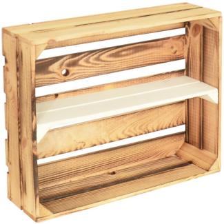 CHICCIE Holzregal Schmalhanz 50x40x15cm - Hell Geflammt Weiß 1x Langes Regal