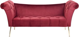 Chaiselongue Samtstoff dunkelrot gold NANTILLY