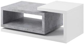 Couchtisch Wohnzimmertisch BENDY 120x60cm Weiss- Betonoptik