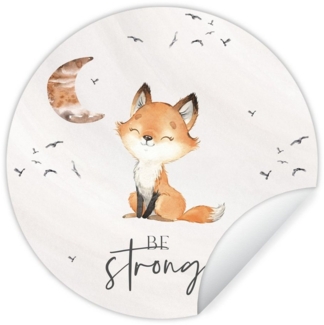 MuchoWow Wandsticker Zitate - Aquarell - Stark sein - Kinder - Fuchs - Tiere (1 St), Wandtattoo Selbstklebend, Wohnzimmer Deko Aufkleber, 30x30 cm