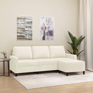 vidaXL 3-Sitzer-Sofa mit Hocker Creme 180 cm Samt 3201063