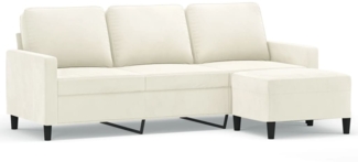 vidaXL 3-Sitzer-Sofa mit Hocker Creme 180 cm Samt 3201063
