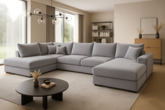 Ecksofa FABIO 328x182 cm mit Schlaffunktion, Bonellfederkern und Bettkasten