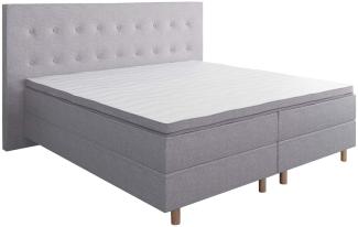 Best For You Boxspringbett Rio Barcelona Silber 5-Zonen mit Visco Topper H3 First Class Bett 200 x 200 cm