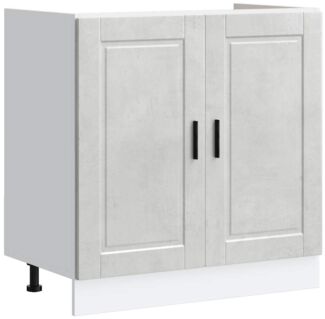 Spülenunterschrank, Küchenschrank Porto Betongrau 80x46x81,5 cm Holzwerkstoff de5689