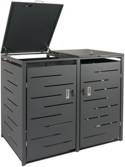 2er-Mülltonnenverkleidung HWC-E83, Mülltonnenbox Mülltonnenabdeckung, erweiterbar 117x131x80cm ~ anthrazit, Stahl 54kg