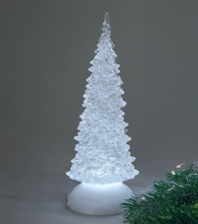 formano LED Weihnachtsbaum Acryl 22 cm Pyramide mit Licht & sprudelndem Wasser – leuchtende Weihnachtsdeko modern – batteriebetrieben (3x AAA) – Tischdeko & Geschenk – winterliche Stimmung
