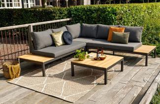 Lounge-Ecksofa - Set - La Vida - Alu Anthrazit - Teak