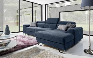 Ecksofa Schlafsofa PAZZO Polyesterstoff Blau Ottomane Rechts