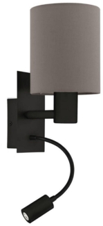 Eglo 900701 Wandleuchte PASTERI Stahl schwarz LED 1X40W;1X3,8W L:15cm H:38cm mit Wippschalter