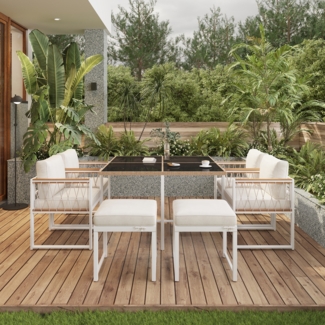 Gartenlounge-Set Ess- und Stuhlset für den Außenbereich, für 6 Personen, 7 -tlg