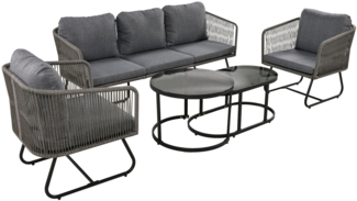 Merax Garten-Lounge-Set mit Rahmen aus verzinktem Eisen, 5er-Set, Grau