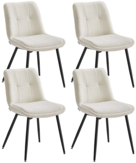 VASAGLE Esszimmerstuhl 4er Set, Küchenstuhl, Polsterstuhl, Chenille, Stuhl, bis 120 kg belastbar, Doppelkissen, Metallbeine, modern, für Esszimmer, Küche, cremeweiß KDCDE151W14