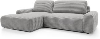 Selsey 'Alferia' Ecksofa mit Schlaffunktion, Breitcord-Bezug, greige, linksseitig, 82 x 264 x 162 cm