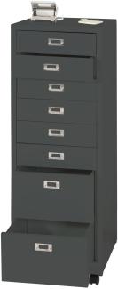 Rollcontainer HWC-L49, Schubladenschrank Stahlschrank Aktenschrank, Metall 115x40x41cm 8 Schubladen ~ dunkelgrau