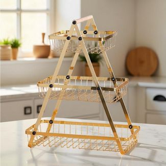 Obstkorb Obst-Etagere Brotkorb Obstschale 3 Etagen Metall Cheffinger CF-DR07