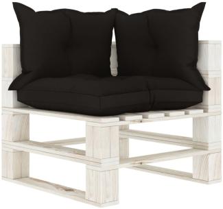 vidaXL Garten-Paletten-Ecksofa mit Kissen in Schwarz Holz 3052349