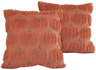 CLTYQ Kissenbezug Herbst Kürbis Kissenbezüge 45x 45 cm, (2 Stück), bestickte dekorative quadratische Kissenbezüge, Kunstfell Kissenbezüge