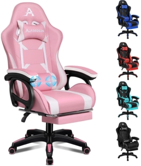 Bürostuhl mit Massage-Lendenkissen, ergonomisch, höhenverstellbar, Rosa